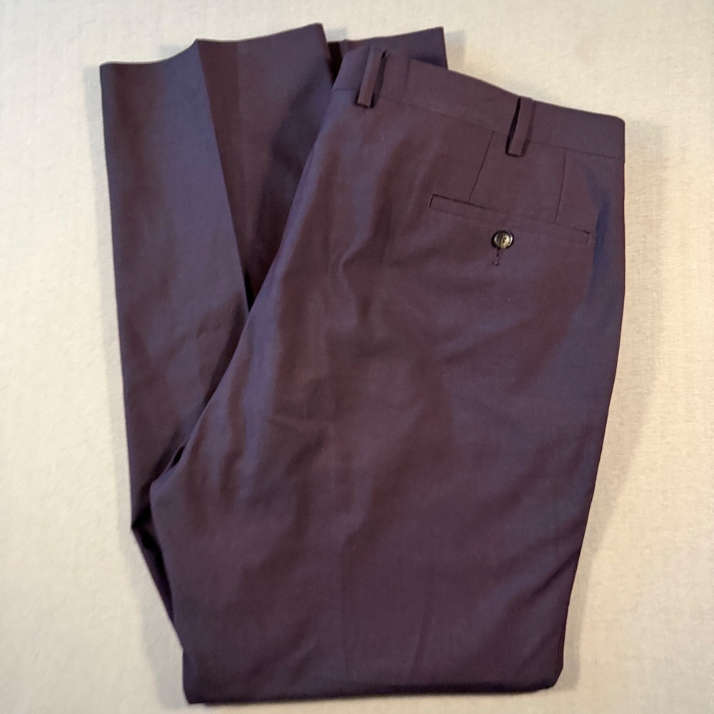 Sean John Mens Purple Flat Front Dress Pants Slacks 40W x 30L RN90736